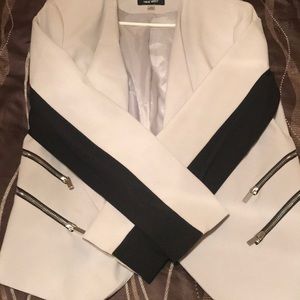 Gray blazer with zipper details